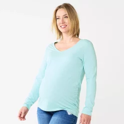 Maternity Sonoma Goods For Life® Essential Long Sleeve V-Neck Tee -True Fit Shop 5691532 Blue