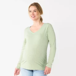Maternity Sonoma Goods For Life® Essential Long Sleeve V-Neck Tee -True Fit Shop 5691532 Green