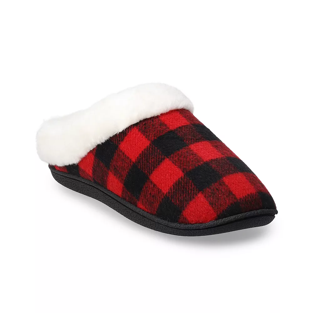 Women's Sonoma Goods For Life® Faux Fur Buffalo Plaid Clog Slippers 2 Women's Sonoma Goods For Life® Faux Fur Buffalo Plaid Clog Slippers - Image 2