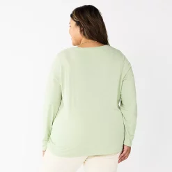 Plus Size Sonoma Goods For Life® Favorite Long Sleeve V-Neck Tee -True Fit Shop 5705505 ALT