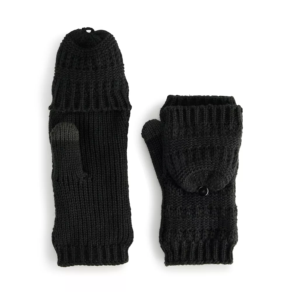Women's Sonoma Goods For Life® Ladder Stitch Flip Top Mittens 1 Women's Sonoma Goods For Life® Ladder Stitch Flip Top Mittens