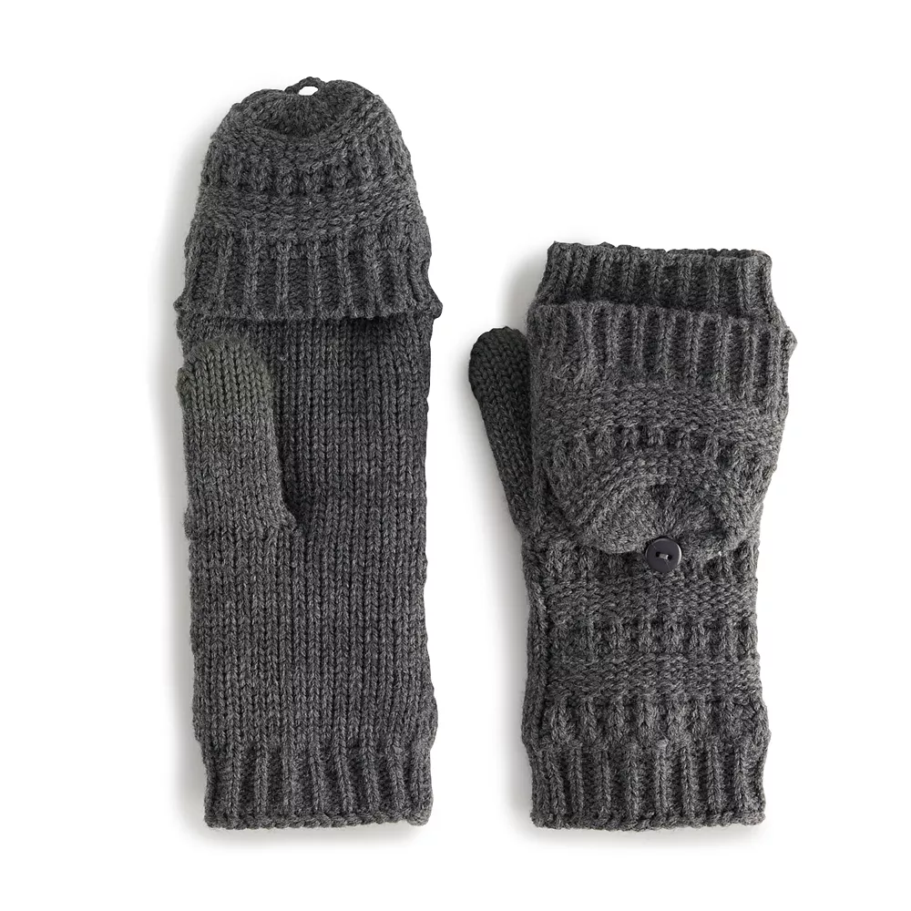 Women's Sonoma Goods For Life® Ladder Stitch Flip Top Mittens 2 Women's Sonoma Goods For Life® Ladder Stitch Flip Top Mittens - Image 2