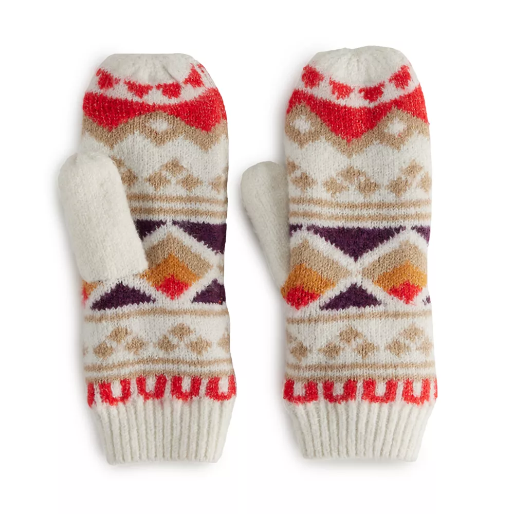 Women's Sonoma Goods For Life® Fairisle and Solid Lined Mittens 2 Women's Sonoma Goods For Life® Fairisle and Solid Lined Mittens - Image 2
