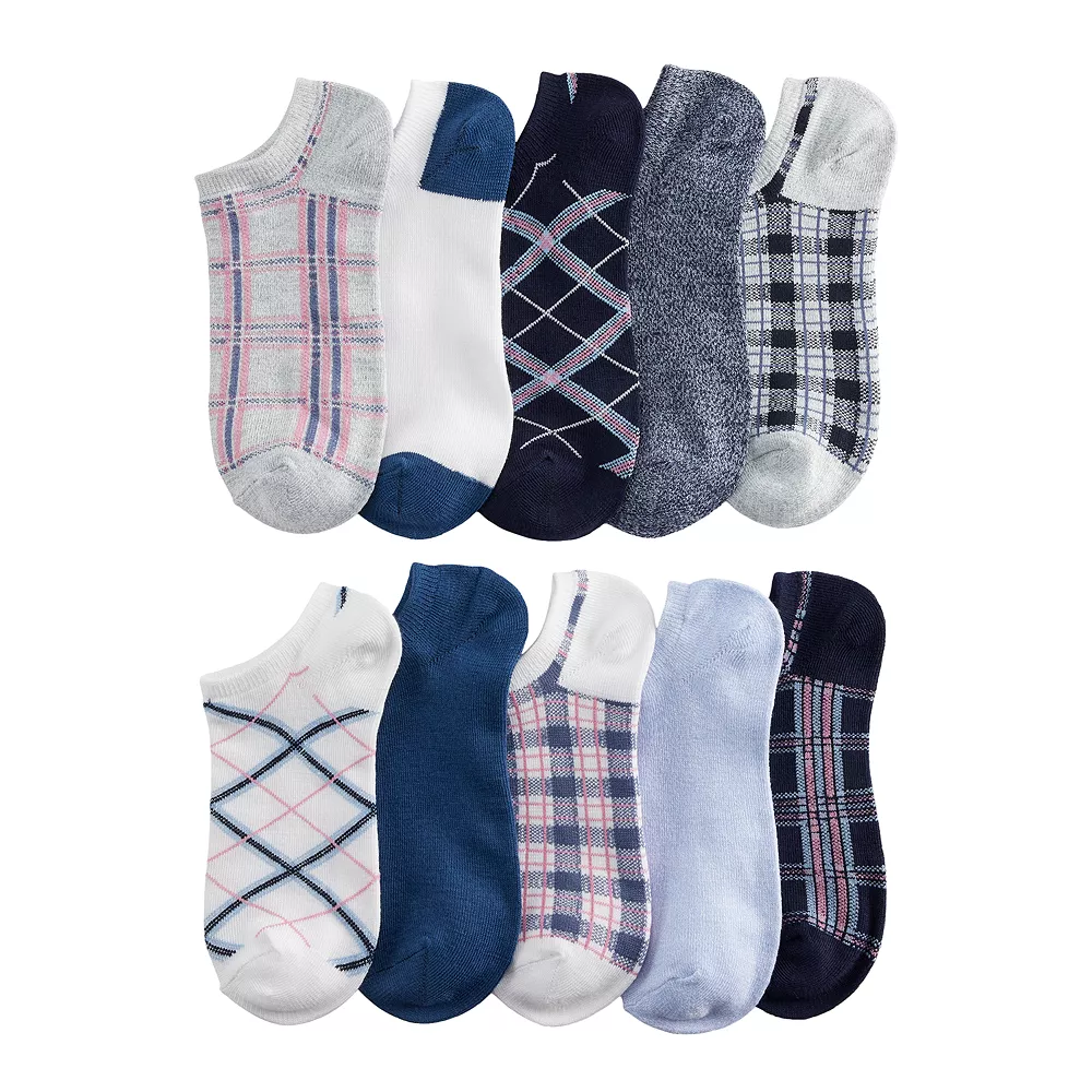 Sonoma Goods For Life® 10 Pack Check Pattern No Show Socks 6 Sonoma Goods For Life® 10 Pack Check Pattern No Show Socks - Image 6