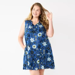 Women's Sonoma Goods For Life® Tiered Sleeveless Dress -True Fit Shop 5746171 Blue Floral