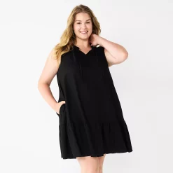 Women's Sonoma Goods For Life® Tiered Sleeveless Dress -True Fit Shop 5746171 Pitch Black