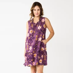 Petite Sonoma Goods For Life® Tiered Sleeveless Dress -True Fit Shop 5746247 Plum Floral