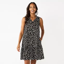 Women's Sonoma Goods For Life® Tiered Sleeveless Dress 10 Women's Sonoma Goods For Life® Tiered Sleeveless Dress -True Fit Shop 5748599 Black Floral