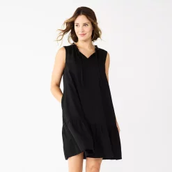 Women's Sonoma Goods For Life® Tiered Sleeveless Dress 9 Women's Sonoma Goods For Life® Tiered Sleeveless Dress -True Fit Shop 5748599 Pitch Black