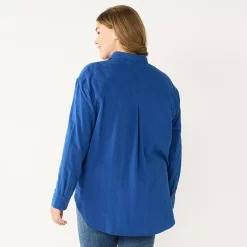 Plus Size Sonoma Goods For Life® Relaxed Button Down Shirt -True Fit Shop 5761363 ALT