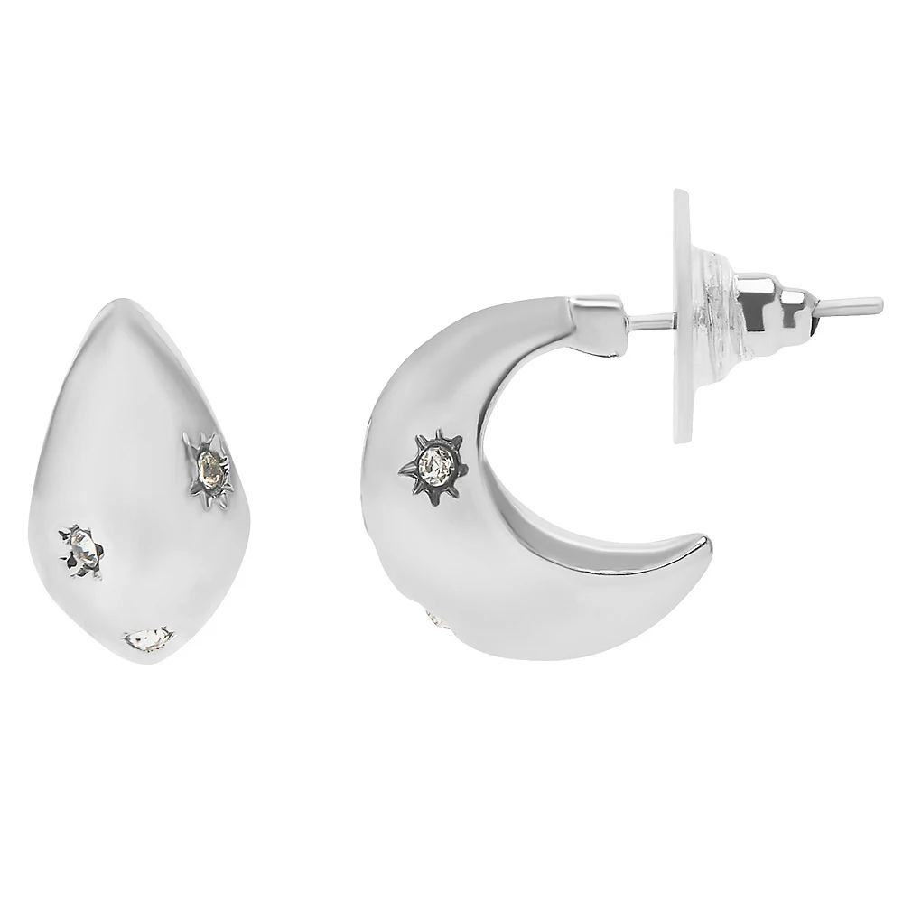 Sonoma Goods For Life® Pave Accent Mini Chubby Celestial Hoop Earrings 1 Sonoma Goods For Life® Pave Accent Mini Chubby Celestial Hoop Earrings