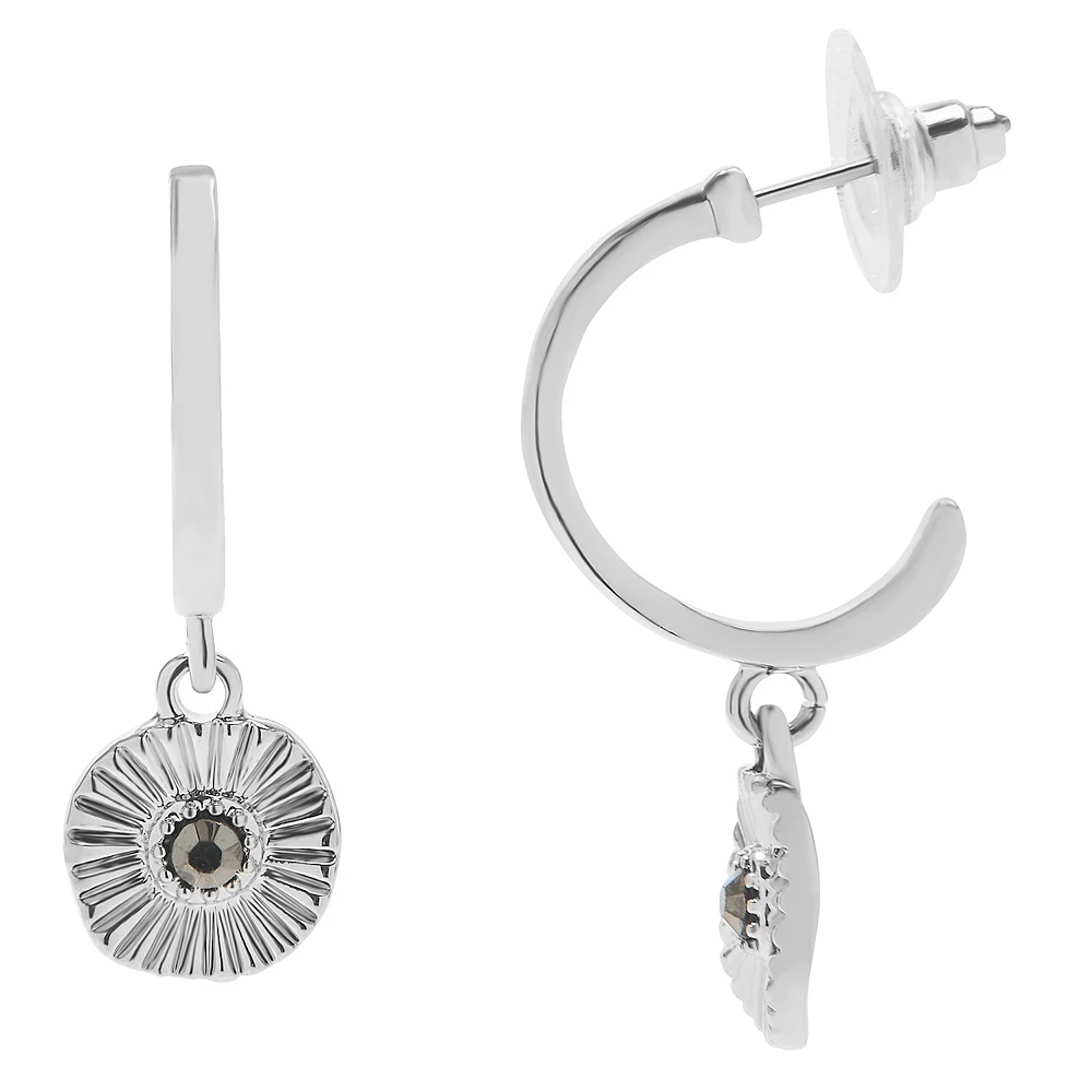 Sonoma Goods For Life® Organic Radial Textured Coin J Hoop Earrings 1 Sonoma Goods For Life® Organic Radial Textured Coin J Hoop Earrings