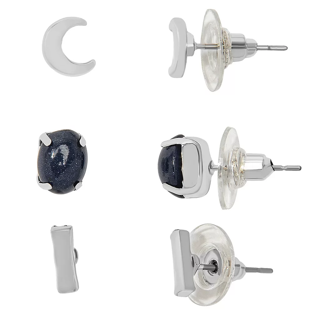 Sonoma Goods For Life® Silver Tone Celestial Stud Earring Set 1 Sonoma Goods For Life® Silver Tone Celestial Stud Earring Set