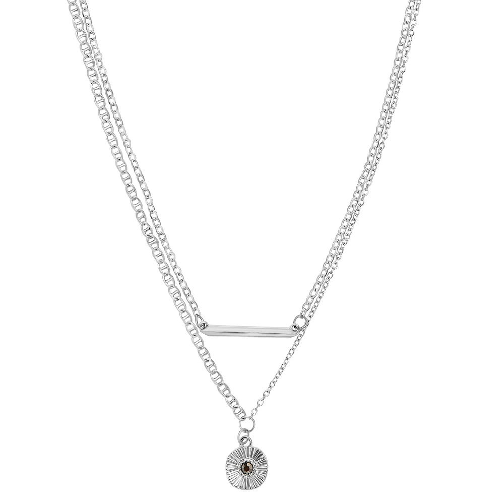 Sonoma Goods For Life® 2 Row Bar and Radial Textured Coin Pendant Necklace 1 Sonoma Goods For Life® 2 Row Bar and Radial Textured Coin Pendant Necklace