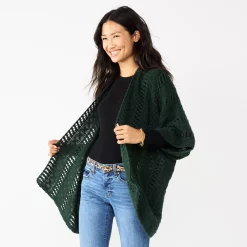 Women's Sonoma Goods For Life® Open Knit Kimono -True Fit Shop 5796217 Pine Green