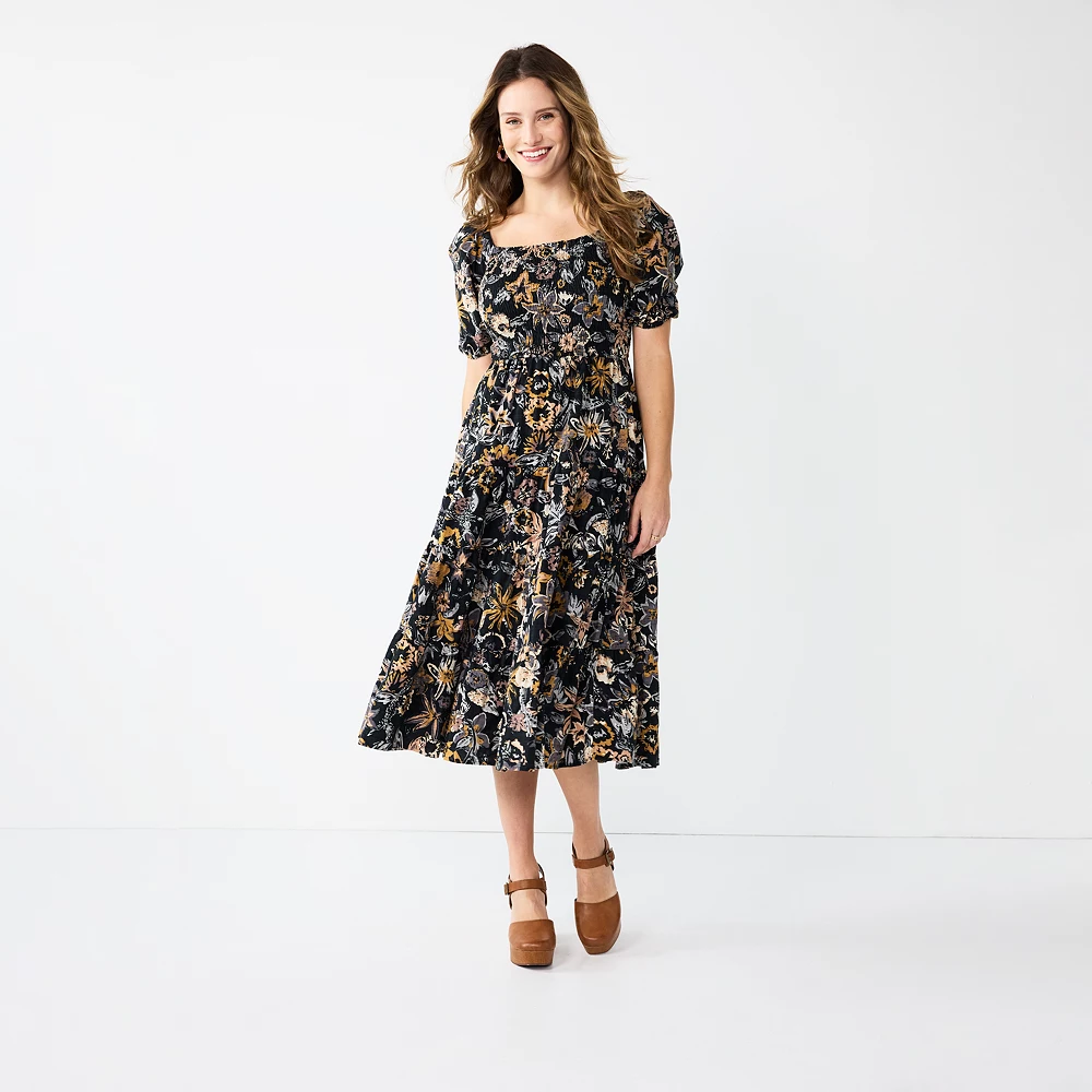 Women's Sonoma Goods For Life® Smocked Tiered Midi Dress 3 Women's Sonoma Goods For Life® Smocked Tiered Midi Dress - Image 3