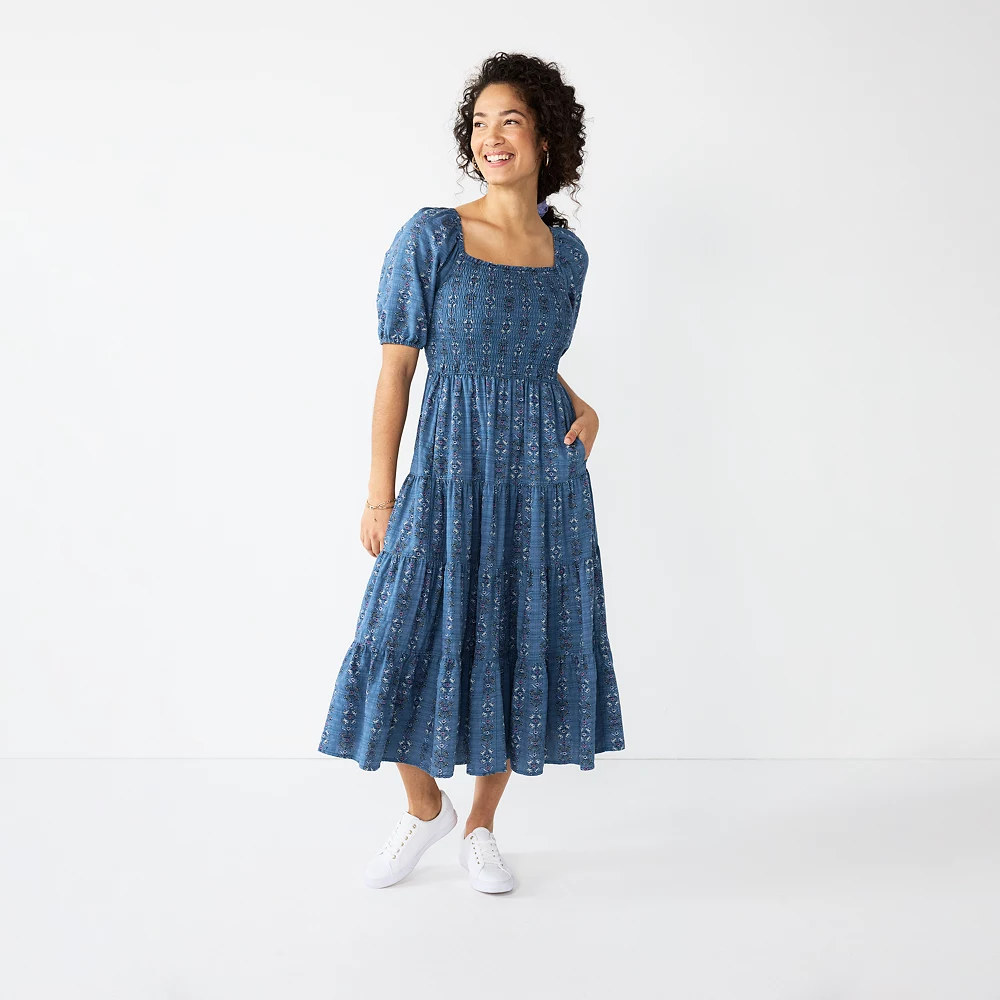 Women's Sonoma Goods For Life® Smocked Tiered Midi Dress 1 Women's Sonoma Goods For Life® Smocked Tiered Midi Dress