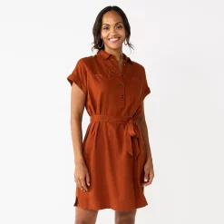 Women's Sonoma Goods For Life® Henley Shirt Dress 8 Women's Sonoma Goods For Life® Henley Shirt Dress -True Fit Shop 5804278 Brown Chili