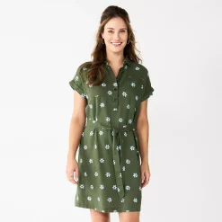 Women's Sonoma Goods For Life® Henley Shirt Dress 10 Women's Sonoma Goods For Life® Henley Shirt Dress -True Fit Shop 5804278 Olive Floral