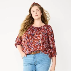 Plus Size Sonoma Goods For LifeĀ® Three Quarter Sleeve Top