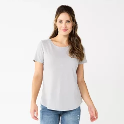 Women's Sonoma Goods For Life® Short Sleeve Curved Hem Crewneck Tee 15 Women's Sonoma Goods For Life® Short Sleeve Curved Hem Crewneck Tee -True Fit Shop 5815853 Light Gray