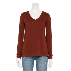 Women's Sonoma Goods For Life® Everyday Adaptive & Easy Dressing V-Neck Long Sleeve Top 25 Women's Sonoma Goods For Life® Everyday Adaptive & Easy Dressing V-Neck Long Sleeve Top -True Fit Shop 5816145 Deep Wine
