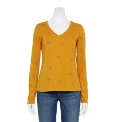 Women's Sonoma Goods For Life® Everyday Adaptive & Easy Dressing V-Neck Long Sleeve Top 27 Women's Sonoma Goods For Life® Everyday Adaptive & Easy Dressing V-Neck Long Sleeve Top -True Fit Shop 5816145 Gold Floral
