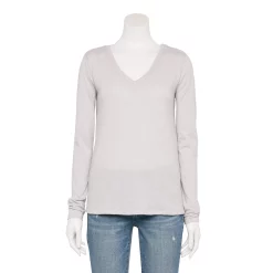 Women's Sonoma Goods For Life® Everyday Adaptive & Easy Dressing V-Neck Long Sleeve Top 20 Women's Sonoma Goods For Life® Everyday Adaptive & Easy Dressing V-Neck Long Sleeve Top -True Fit Shop 5816145 Light Gray