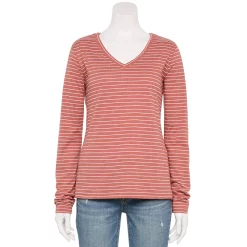 Women's Sonoma Goods For Life® Everyday Adaptive & Easy Dressing V-Neck Long Sleeve Top 24 Women's Sonoma Goods For Life® Everyday Adaptive & Easy Dressing V-Neck Long Sleeve Top -True Fit Shop 5816145 Mauve Stripe