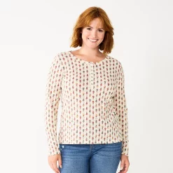Women's Sonoma Goods For Life® Essential Henley Top 15 Women's Sonoma Goods For Life® Essential Henley Top -True Fit Shop 5816147 Cream Floral