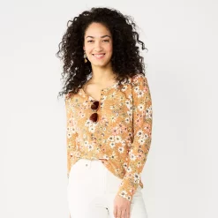 Women's Sonoma Goods For Life® Essential Henley Top 12 Women's Sonoma Goods For Life® Essential Henley Top -True Fit Shop 5816147 Gold Floral