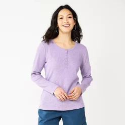 Women's Sonoma Goods For Life® Essential Henley Top 14 Women's Sonoma Goods For Life® Essential Henley Top -True Fit Shop 5816147 Light Purple