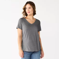 Women's Sonoma Goods For Life® Essential V-Neck Tee -True Fit Shop 5824995 Dark Gray
