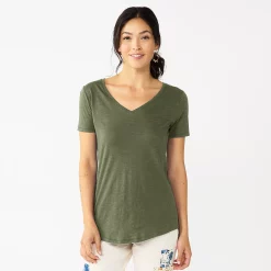 Women's Sonoma Goods For Life® Essential V-Neck Tee -True Fit Shop 5824995 Olive
