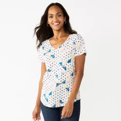 Women's Sonoma Goods For Life® Essential V-Neck Tee -True Fit Shop 5824995 Patchwork Print