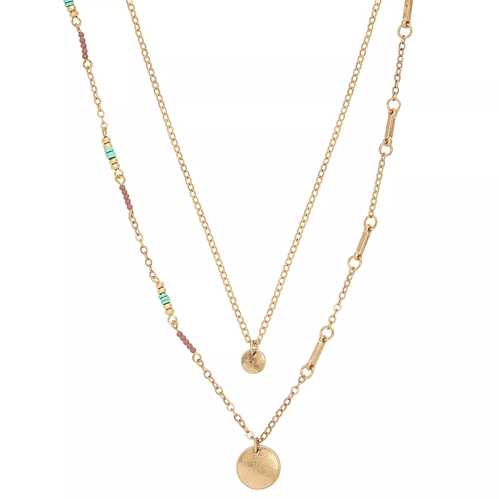 Sonoma Goods For Life® Gold Tone Red And Green Beads With Coin Pendant Necklace 1 Sonoma Goods For Life® Gold Tone Red And Green Beads With Coin Pendant Necklace