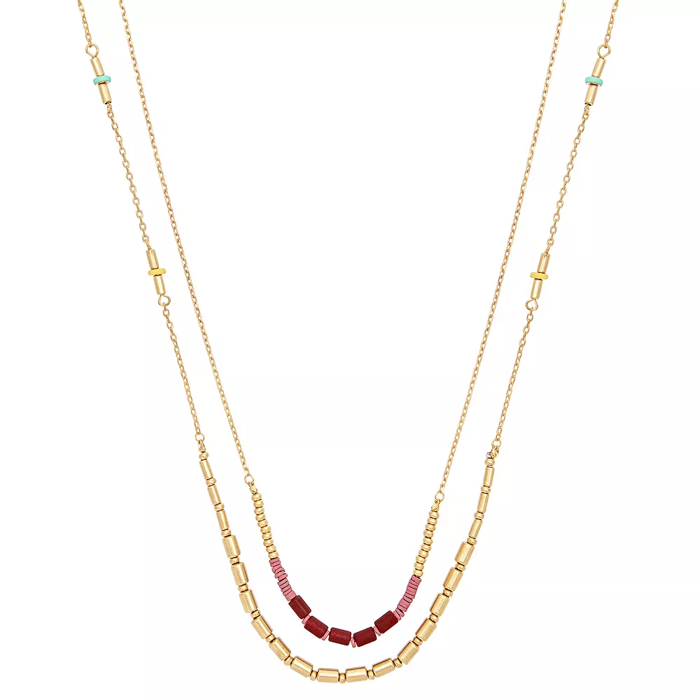 Sonoma Goods For Life® 2 Multi Row Chain And Color Beads Long Necklace 1 Sonoma Goods For Life® 2 Multi Row Chain And Color Beads Long Necklace