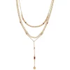 Sonoma Goods For Life® Gold Tone 3 Row Multi Beaded Y Necklace