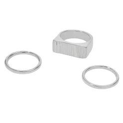 Sonoma Goods For Life® Silver Tone Wavy Textured Rectangular Statement Ring Set