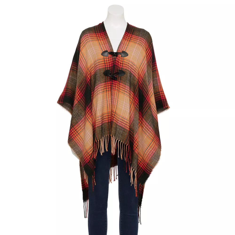 Women's Sonoma Goods For Life® Fireplace Plaid Topper with Toggles 1 Women's Sonoma Goods For Life® Fireplace Plaid Topper with Toggles