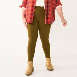 Plus Size Sonoma Goods For Life® Essential Mid-Rise Leggings -True Fit Shop 5840241 Olive