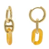 Sonoma Goods For Life® Gold Tone Orange Resin & Metal Link Huggie Drop Earrings