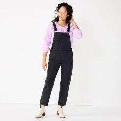 Women's Sonoma Goods For Life® Cropped Jean Overalls -True Fit Shop 5841608 Black Wash