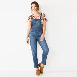 Women's Sonoma Goods For Life® Cropped Jean Overalls -True Fit Shop 5841608 Medium Wash