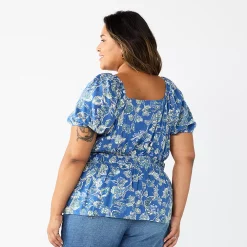 Plus Size Sonoma Goods For Life® Short Sleeve Squareneck Top 11 Plus Size Sonoma Goods For Life® Short Sleeve Squareneck Top -True Fit Shop 5850563 ALT