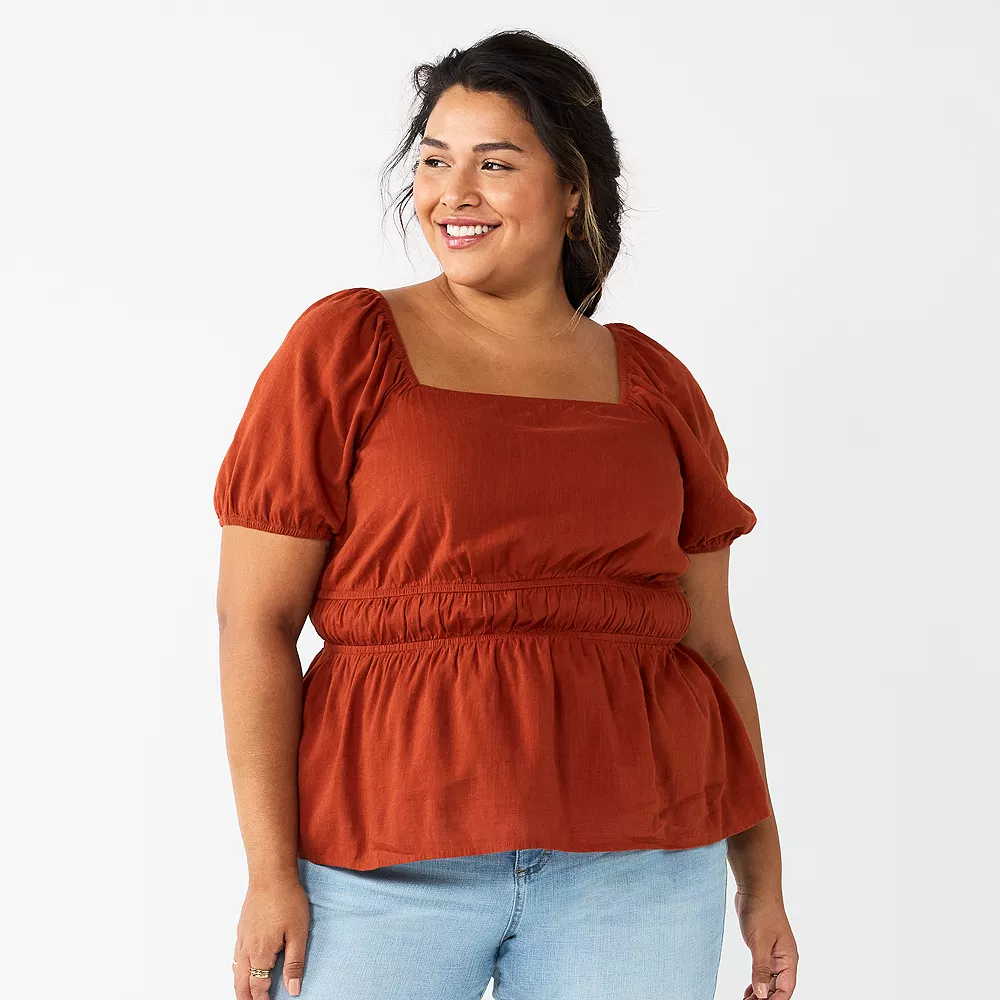 Plus Size Sonoma Goods For Life® Short Sleeve Squareneck Top 1 Plus Size Sonoma Goods For Life® Short Sleeve Squareneck Top