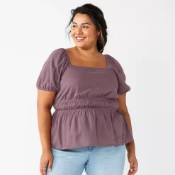 Plus Size Sonoma Goods For Life® Short Sleeve Squareneck Top 8 Plus Size Sonoma Goods For Life® Short Sleeve Squareneck Top -True Fit Shop 5850563 Purple