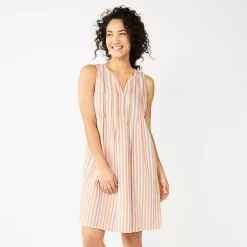 Women's Sonoma Goods For Life® Sleeveless Pintuck Tank Dress 16 Women's Sonoma Goods For Life® Sleeveless Pintuck Tank Dress -True Fit Shop 5903884 Beige Multi Stripe
