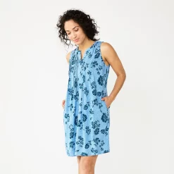 Women's Sonoma Goods For Life® Sleeveless Pintuck Tank Dress 14 Women's Sonoma Goods For Life® Sleeveless Pintuck Tank Dress -True Fit Shop 5903884 Blue Floral