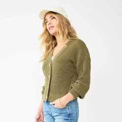 Women's Sonoma Goods For Life® Button-Front Cardigan -True Fit Shop 5904013 Olive